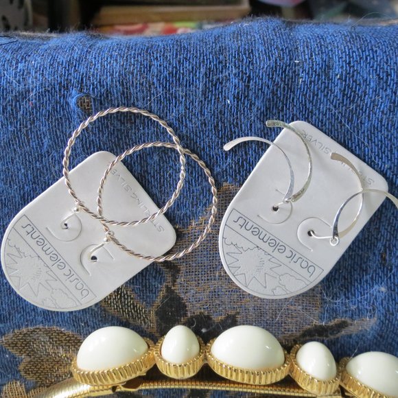 2 Pr Sterling Silver Earrings Hoops & Dangles NWT, Boho Artist Earrings - Picture 3 of 5